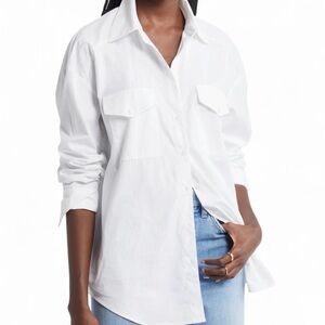 Nordstrom Poplin Two Pocket Button Up Shirt White L